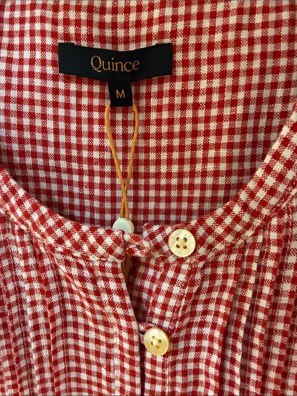 NWT Quince 100 European Linen Red Gingham Sleeveless Swing Dress SZ M - Picture 3 of 7